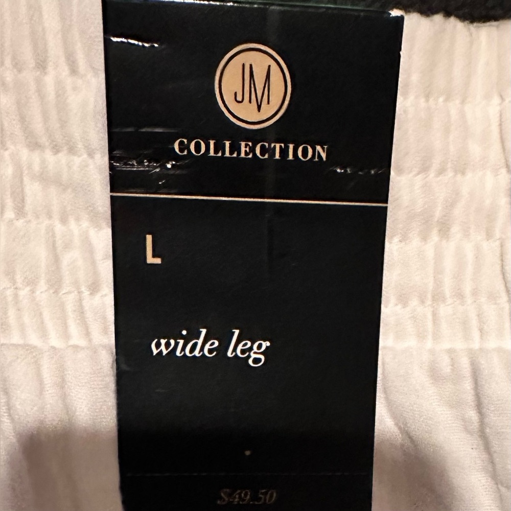 JM Collection White Wide Leg Double Cotton Gauze Pants - Picture 2 of 3